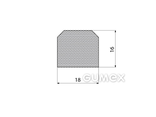 Mikroporézní profil tvarový, 16x18mm, hustota 500kg/m3, EPDM, -30°C/+80°C, černý